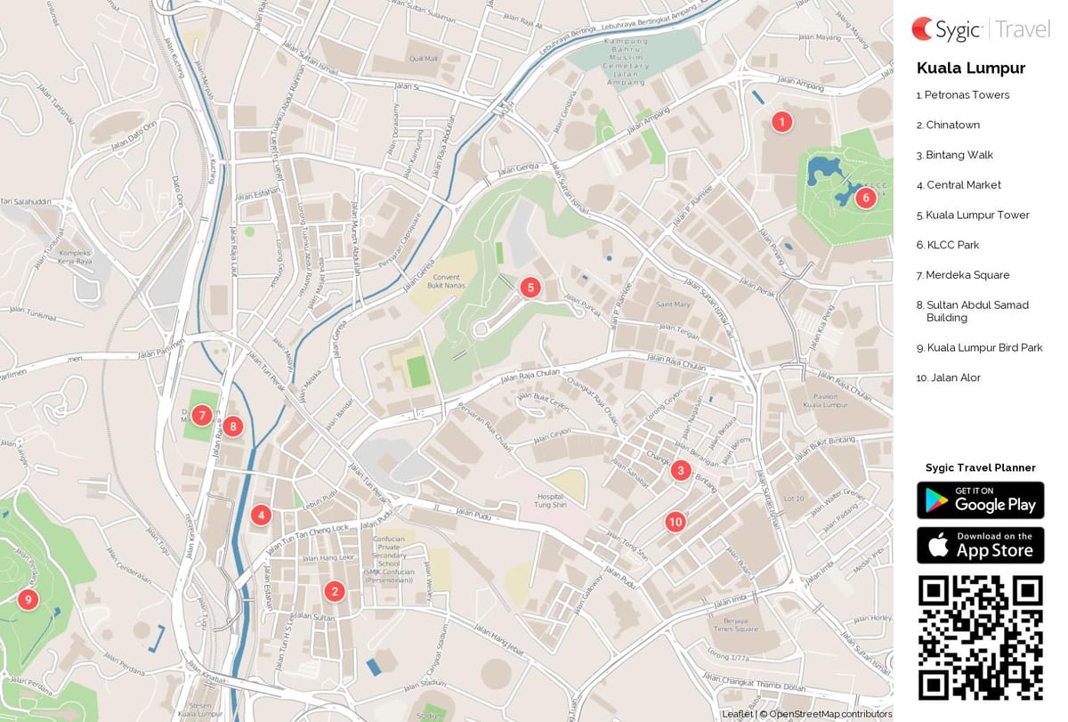 Mapa zabytków Kuala Lumpur (KL)