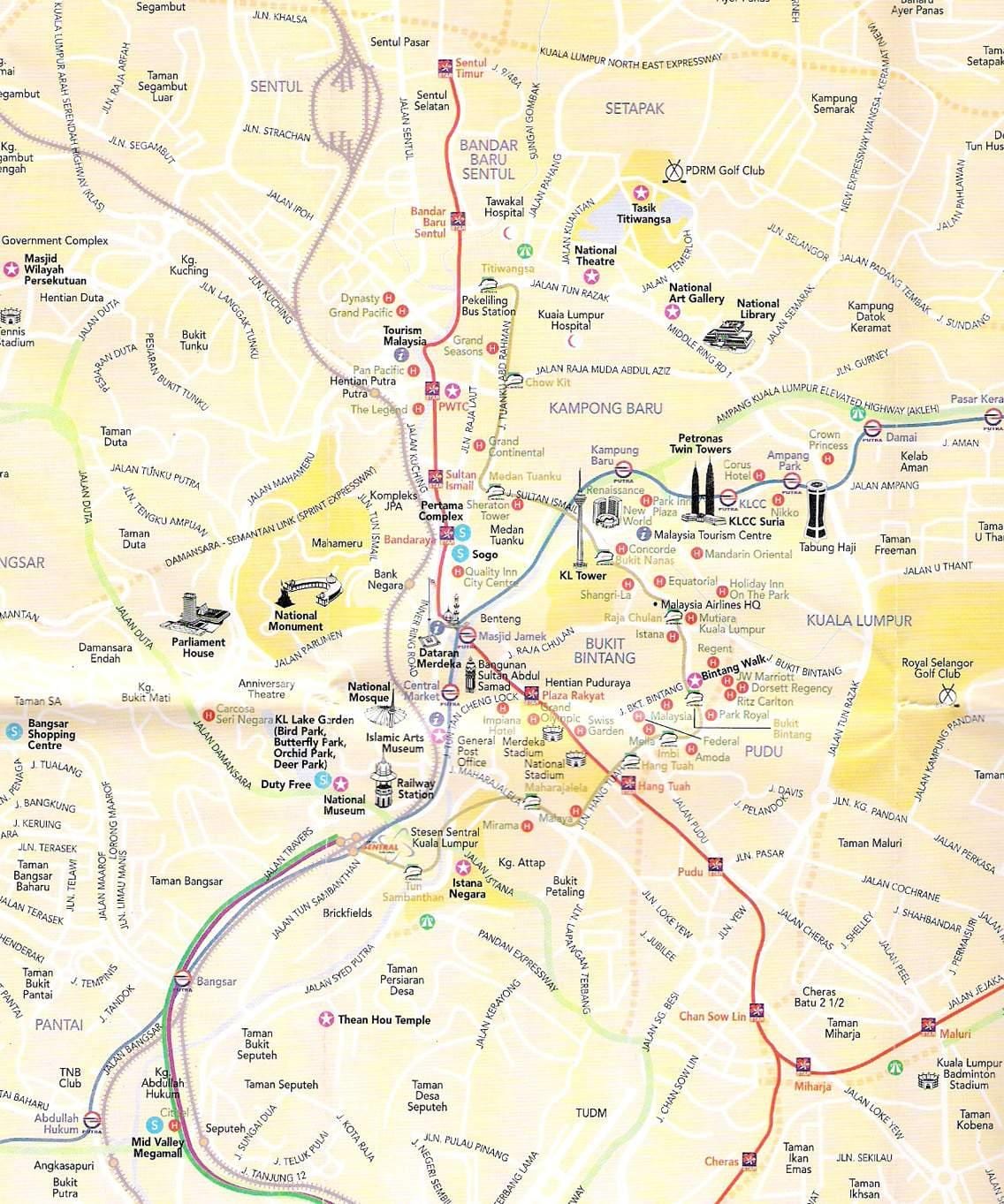 Mapa miasta Kuala Lumpur (KL)