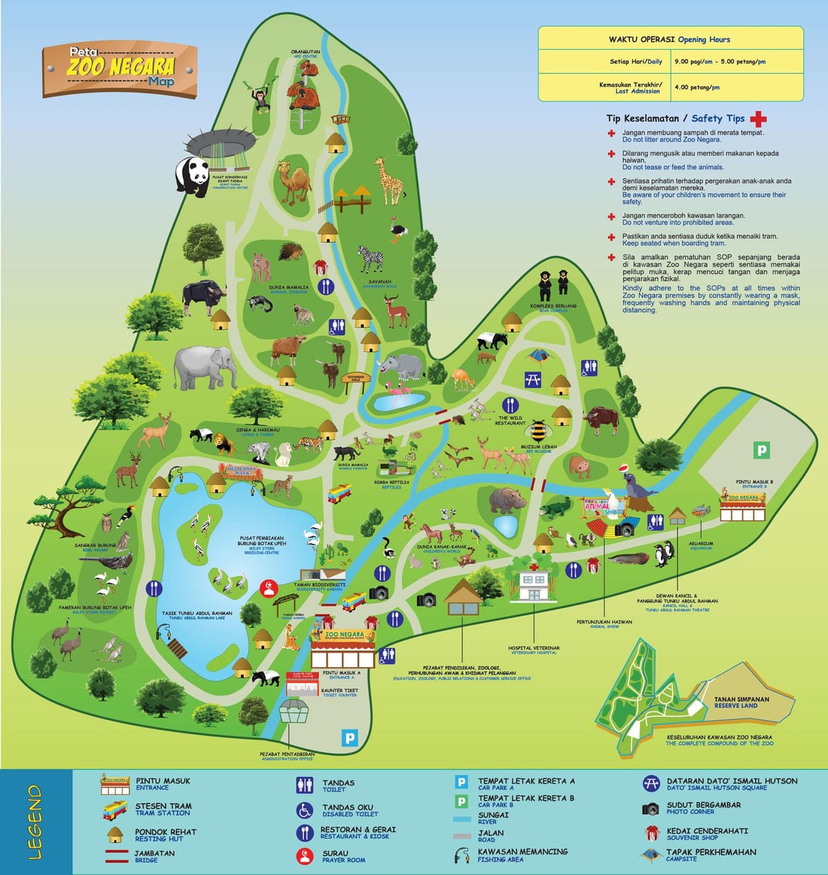 Mapa parku zoologicznego w Kuala Lumpur (KL)