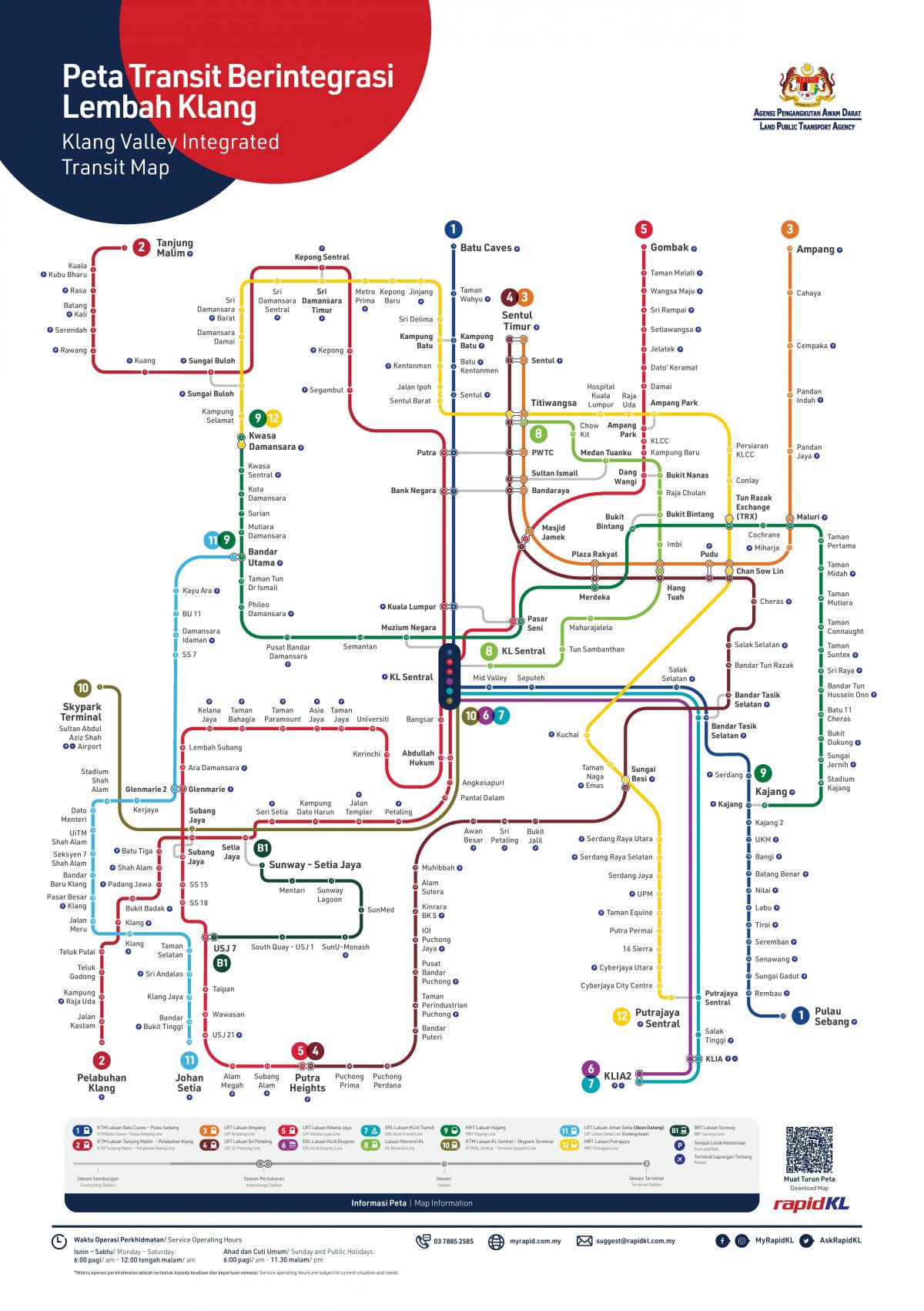 Mapa stacji kolejowych w Kuala Lumpur (KL)