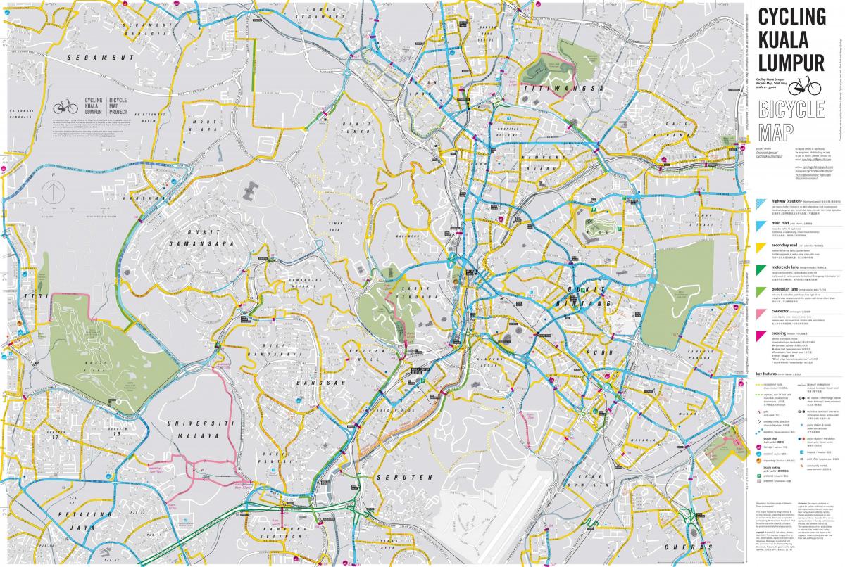 Mapa ścieżek rowerowych w Kuala Lumpur (KL)