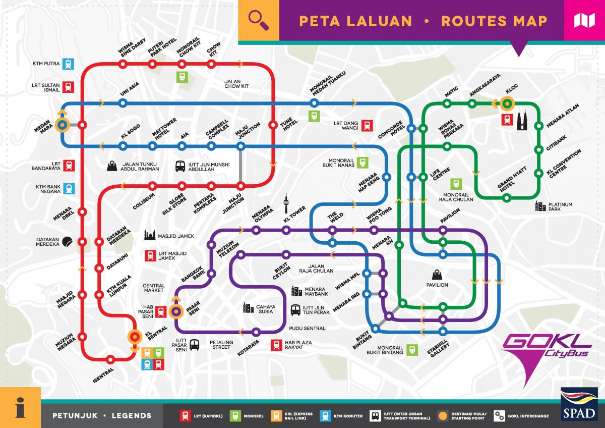 Mapa dworca autobusowego w Kuala Lumpur (KL)
