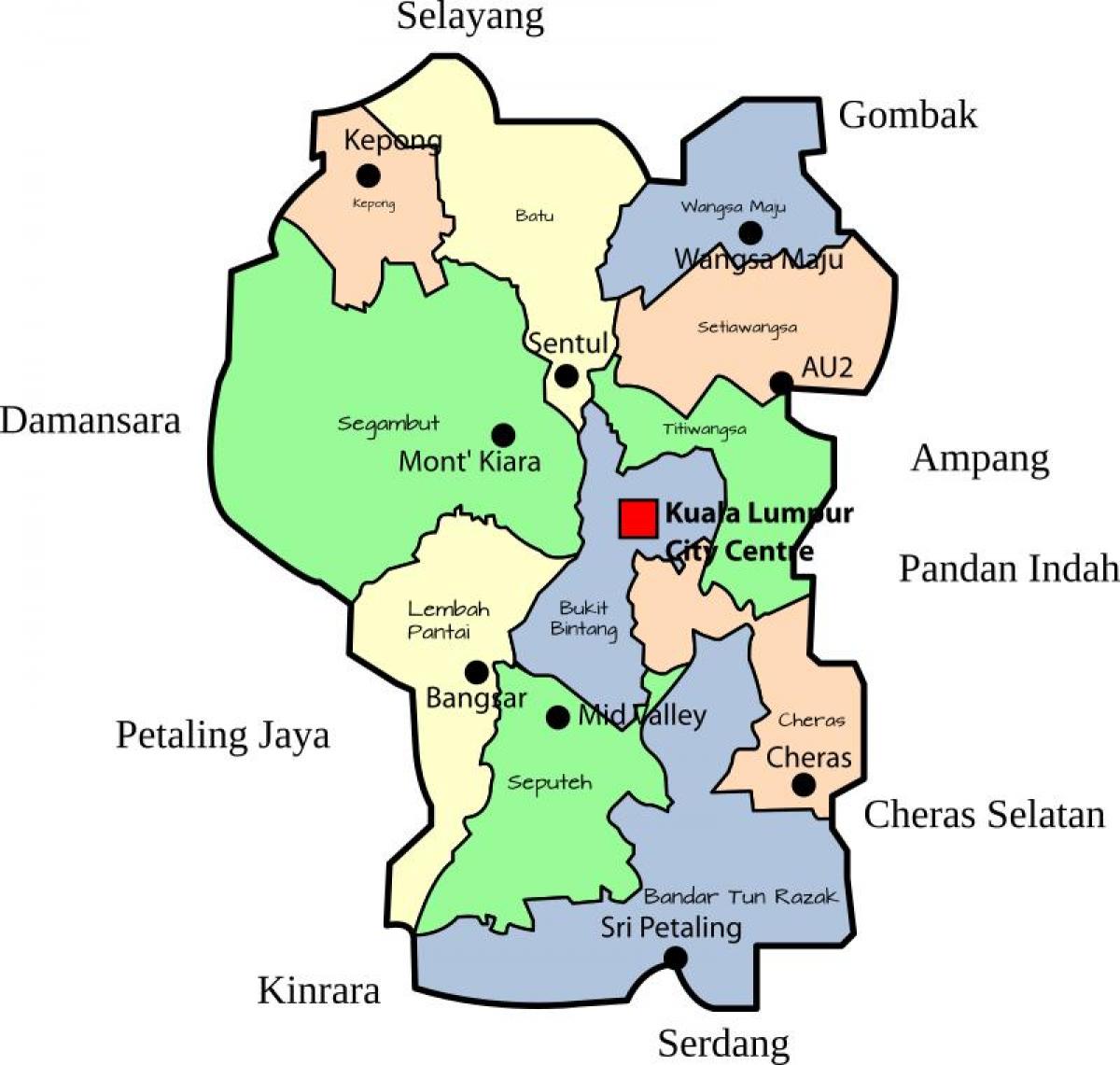 Mapa dzielnicy Kuala Lumpur (KL)