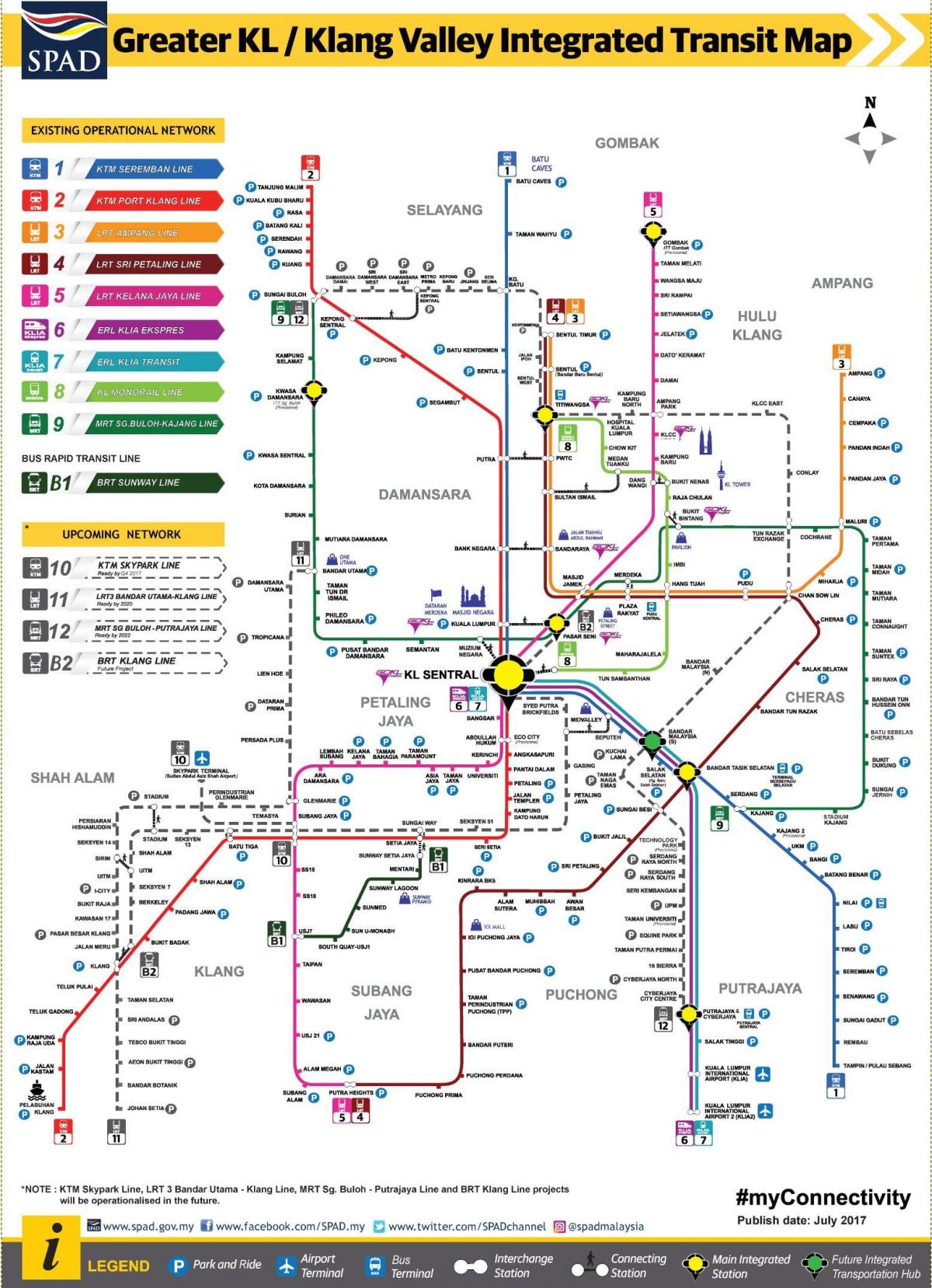 Mapa stacji metra w Kuala Lumpur (KL)
