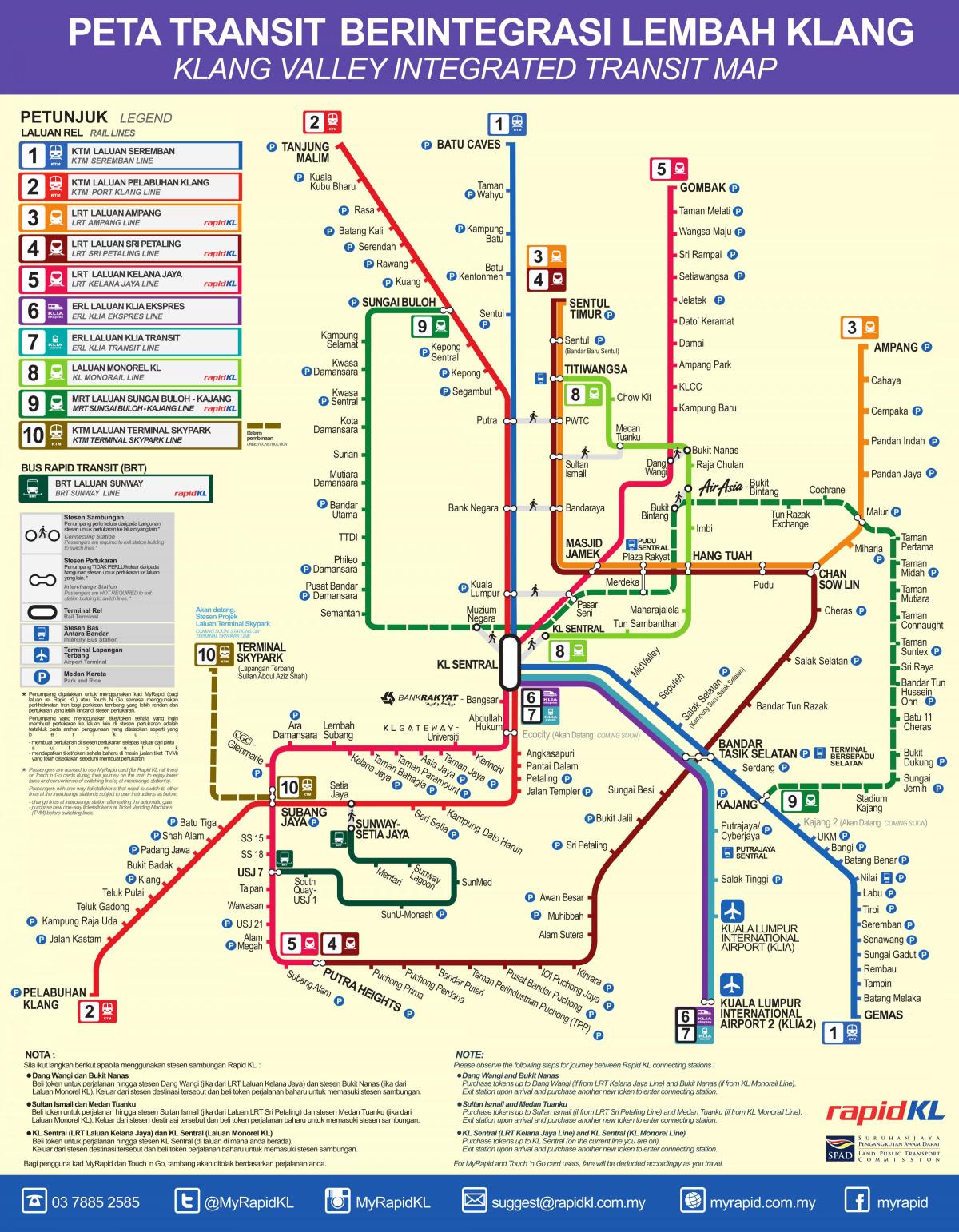 Mapa stacji metra w Kuala Lumpur (KL)